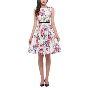 Grace Karin Floral Midi Dress - Pink and Purple Women Size Small